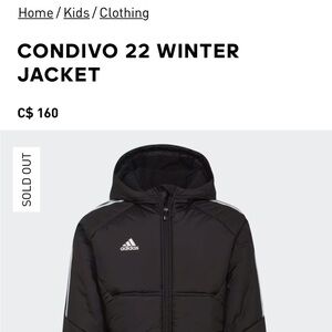Adidas Condivo 22 Winter Jacket – Black – Youth XL (Fits Men’s S)